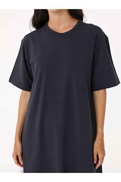 Benin Cotton Short Sleeve Hijab Dress - Anthracite -