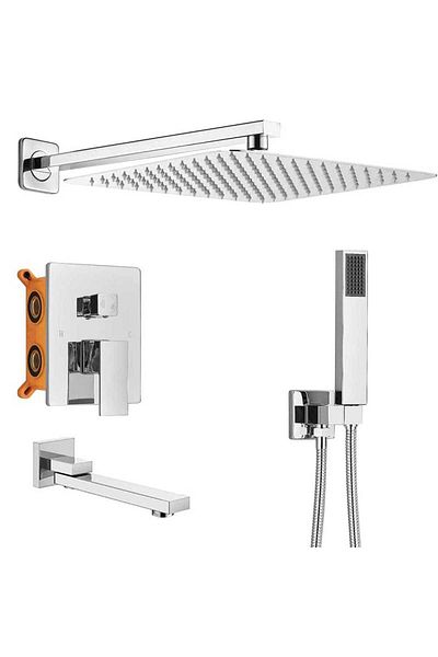 CasaVie Set de dus cu para patrata 40 cm, 3 functii de curgere a apei, cod 1159