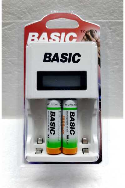 BASIC شاحن بطارية قابل للشحن AA/AAA/Ni-MH/Ni-Cd بشاشة رقمية، TK-903W
