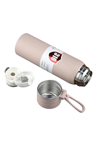 Evistro Paslanmaz Çelik Termos Su Şişesi 500ml Vakumlu Kapak Pembe İthal Ürün