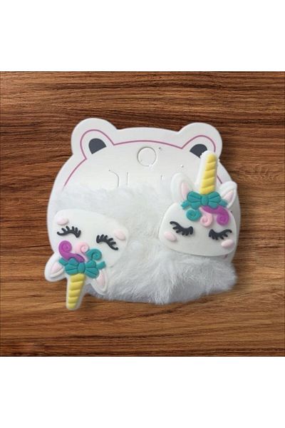 parti sürprizi Set de 2 agrafe de păr cu pene de unicorn floral de culoare albă