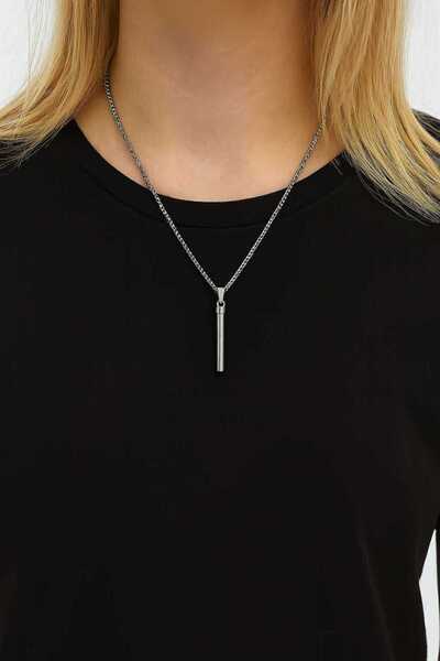 Herşey Nota Stainless Steel Titanium Cylinder Capsule Pendant – Unisex Pendant with Openable Hidden Storage Compartment Jewelry