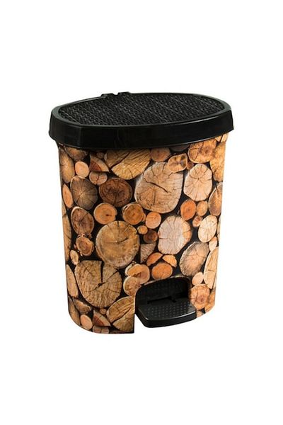 OEM Plastic Pedal Trash Bin, 5.5L Capacity, Myhomes, Brown