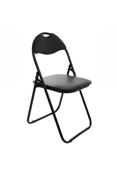 STA Scaun pliabil cu cadru metalic negru și șezut cu pernă