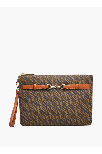 Celeste Monogram Print Clutch with Zip Closure - W 1.5 x H 20 x D 28.5 cm