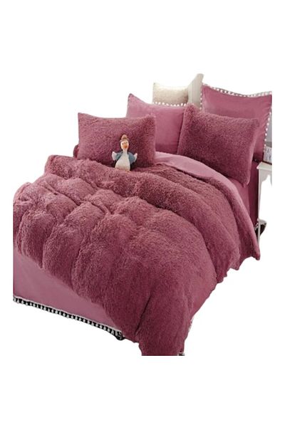 JOJO HOME Set Lenjerie Cocolino Super Pufoasa, Pat 2 Persoane, Roz