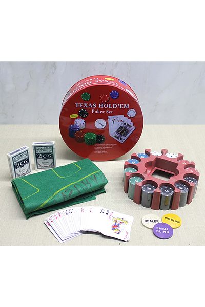 HEPBİMODA Poker Game with Metal Box 240 Chips and 2 Pieces of Playing Cards Set