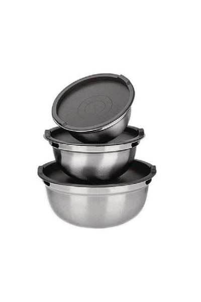 OEM Set 3 caserole de Inox cu Capace din Plastic