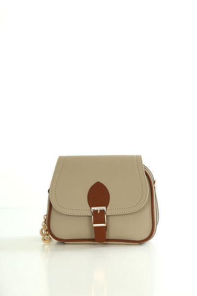 byFOX Fashion Mini Size Cover Detailed Three-Compartment Lcst Leather Look Crossbody Bag Width: 20cm Length: 16cm Bottom: 8cm