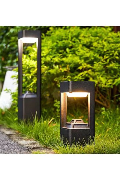 LUXXO Stâlp de iluminat exterior cu LED, Tim M, 12W, H=30cm, IP65, Negru