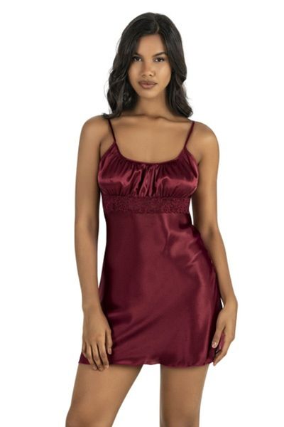 AHU Aurora Luxe Satin Nightgown, Bordeaux