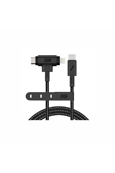Joda 1m Type-C to Type-C and Lightning Fabric Cable - Black