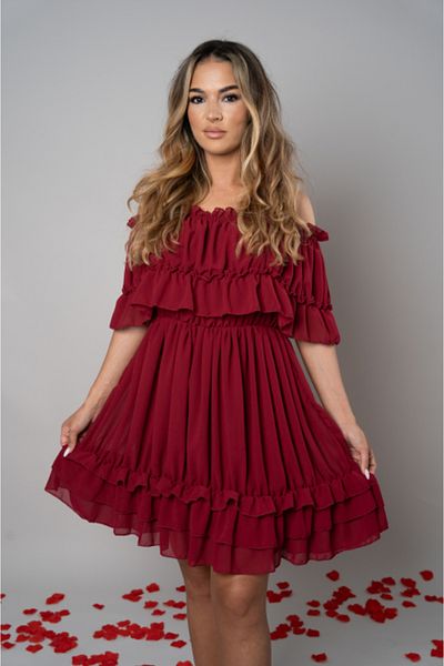 MONNET MODA Rochie Voal Bordo - Marime Universala