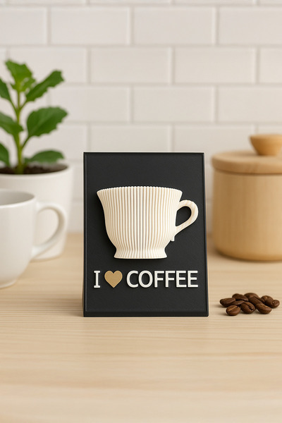 Obaco Kahve Köşesi I Love Coffee Bardak Raf Süsü, Kahve Kupası Kahve Sunumu Y...
