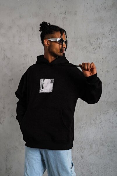 beybunn Men's Front and Back Printed Hooded Sweat - Black