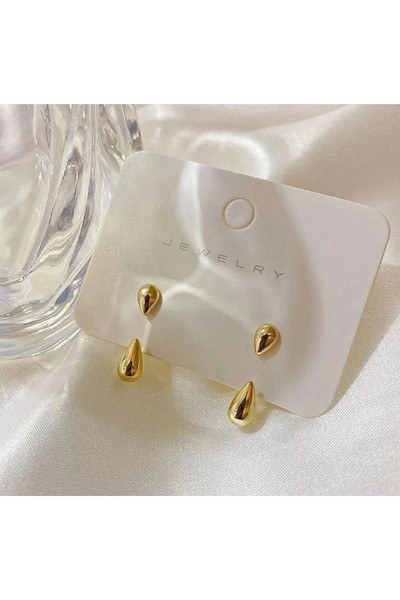 İnci zarif damla çelik küpe /kararmaz gold kaplama