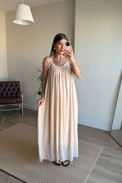 Sue Store Rochie oversize căptușită din in, cu curea de culoare piatră