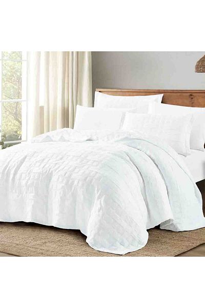 Alhabib bedding Clara Summer Light Compressed Queen Size Bedspread 200x150 cm White 4 Pieces