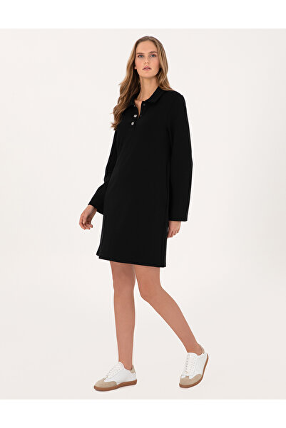 Pierre Cardin Siyah A Kesim Modal Karışımlı Örme Elbise 50315895-VR046