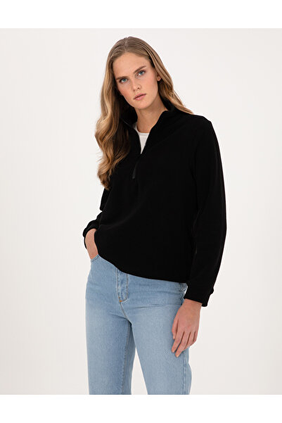 Pierre Cardin Black Comfort Fit Zippered Fleece Sweatshirt 50316333-Vr046