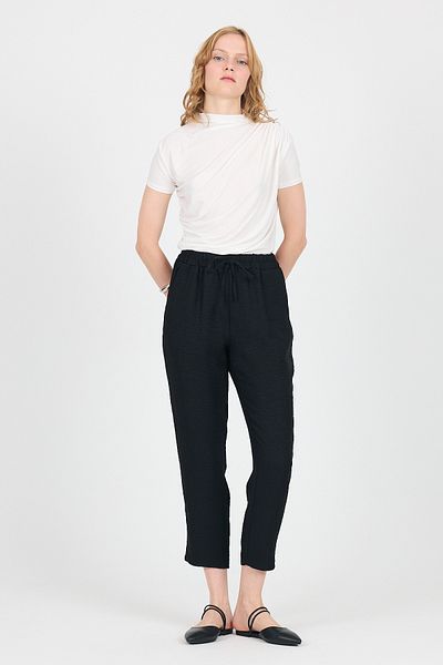 Rays Black Cotton Elastic Waist Straight Leg Straight Leg Trousers 4800