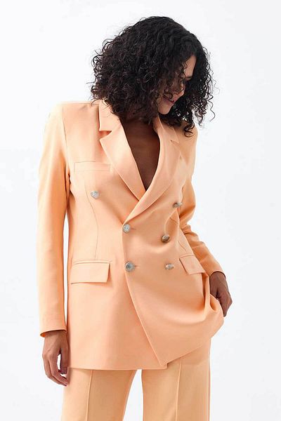 Sense Lined Hürrem Fabric Oversize Blazer Jacket |   Ckt34236 Salmon