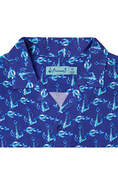 ANEMOSS Сорочка для чоловіків з візерунком у вигляді якоря, 100% віскоза, м'яка дихаюча тканина