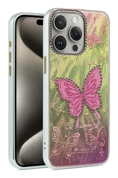 m.tk moveteck حافظة iPhone 16 Pro بإطار كاميرا وخلفية مرصعة بالحجارة وغطاء ثلاثي الأبعاد بنمط ثلاثي الأبعاد وعاكس للضوء