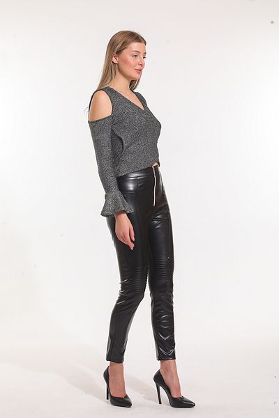 Sense Leather Leggings with Zipper Detail Pnt33316 Black