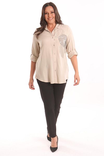 Metpoint Trend42Plus Large Size Beige Stone Printed Woven Shirt