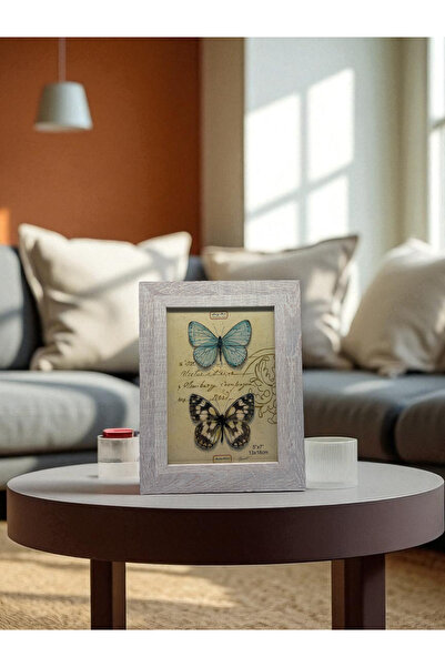 CİHO 13×18 Cm Ramă foto / Ramă pentru amintiri decorativă gri contrastantă cu sticlă