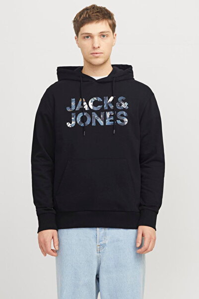 Jack & Jones Erkek Gögüs Logo Baskili Kapüsonlu Sweatshirt - Bryan