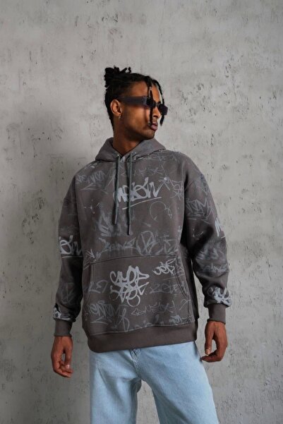 MODA مطبوع بغطاء رأس سويت ريبانال - رمادي