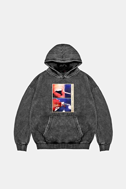 Bak Moda Forget & Remember Printed Washable Black Hoodie