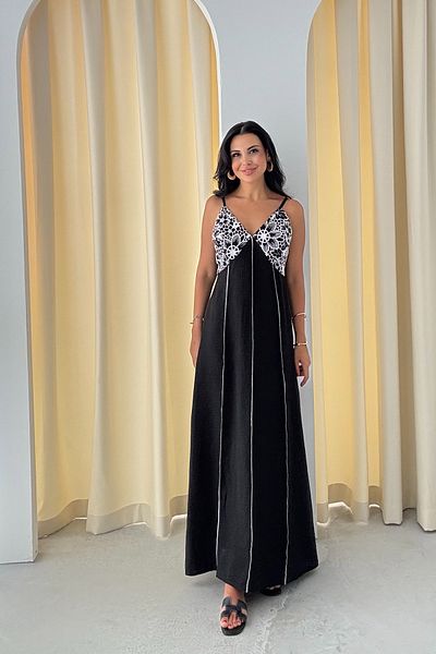 Seda Yalçın Atelier Black Chest Detailed Strap Midi Dress