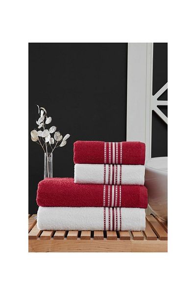 Home طقم مناشف حمام 4 قطع إلفين - (2 قطعة 70X140 + 2 قطعة 50x90)