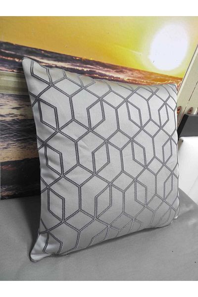Evcimenhome New Product Jacquard Woven Throw Pillow Cover 43Cmx43Cm Cube Color;Grey