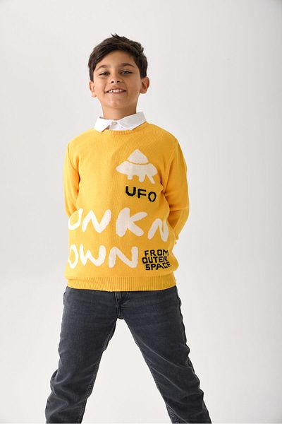 Nisrakids Yellow Boy's Knitwear Sweater - Crew Neck / Long Sleeve