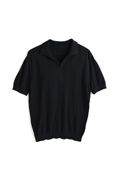no7man Alten Black Polo Neck Knitwear Tshirt