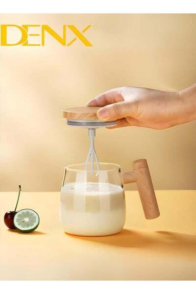 Denx Elegant Self-Stirring Glass Cup with Electric Blender - 400ml