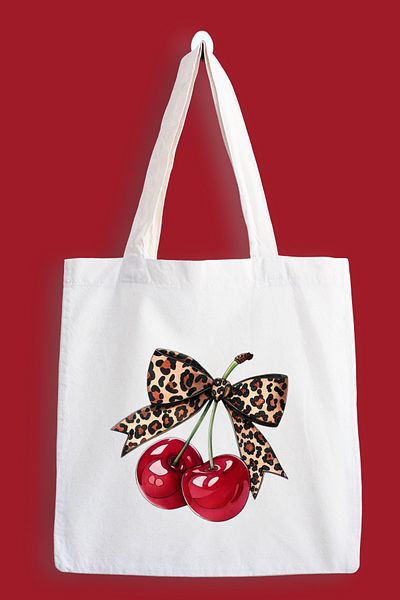 designedfy Leopard Cherry Waterproof Printed Cloth Bag, Tote Bag