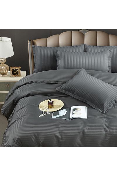 trendyhome Double Bed Linen, Fine Damask, 6 Pieces, UNI, Gray, J23432