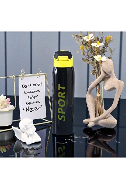 Kuzey Tacı Double Layer Thermos Water Bottle 500 ml Black Stylish