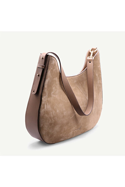 Uderra Leather Uderra Hakiki Deri Luna Omuz Çantası-S4YS0406-AÇIK TABA SÜET DERİ