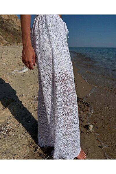 MERİCEY Women's Openwork Lined Beach Pants - Comfortable Summer Wide Leg Lightweight Fabric