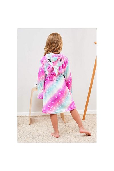 zzz sleep good sleeping !!! Children's bathrobes, Unicorn model, print in shades of Pink with Stars