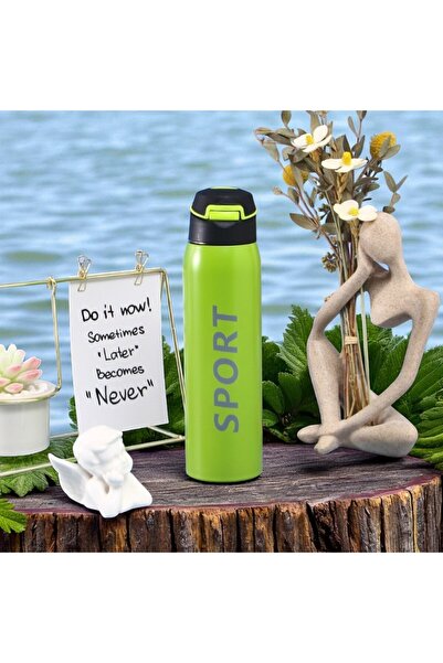 Kuzey Tacı Double Layer Thermos Water Bottle 500 ml Green Stylish