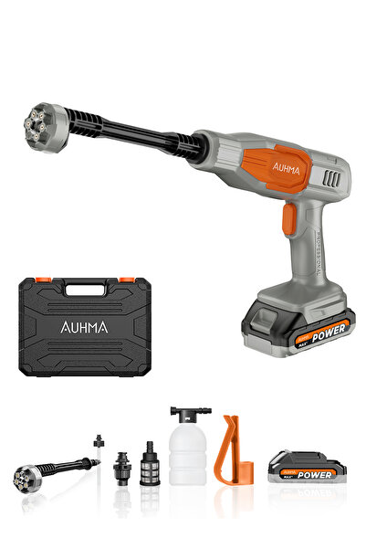 auhma ACR-03 Akülü Basınçlı Araç Yıkama Makinesi | 21V Çift Batarya | 175 PSI Güç | 2.7L/dk Su Akışı