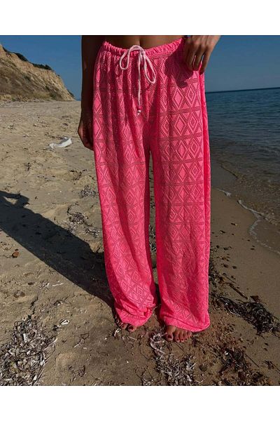 MERİCEY Women's Openwork Lined Beach Pants - Comfortable Summer Wide Leg Lightweight Fabric