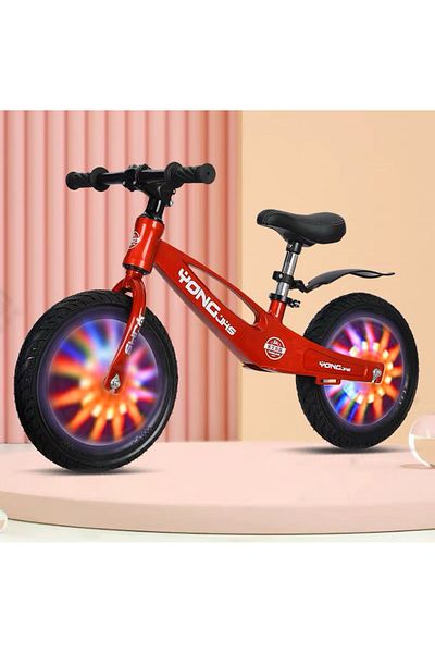 OEM Bicicletă de echilibru, fără pedale, pentru copii, roți LED din cauciuc de 12 inch, cadru ușor